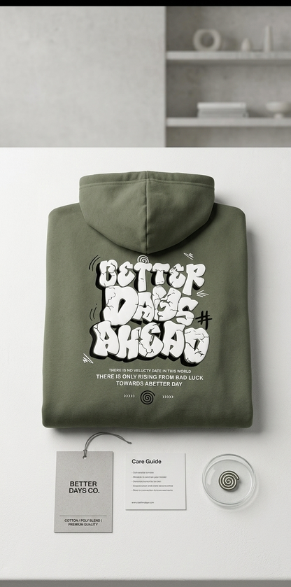 "Better Day" Premium Pullover Hoodie – Sage Green (XXL)